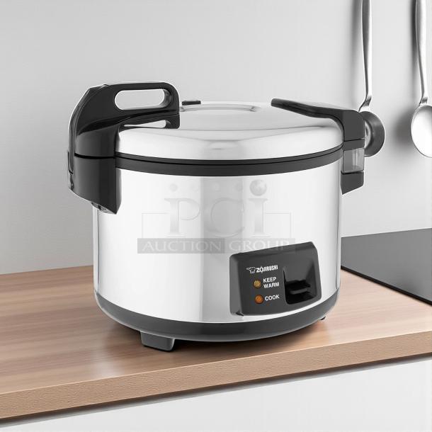 Zojirushi 20-Cup Commercial Rice Cooker, great condition, stainless steel, tested and working, 115v, with "Keep Warm" feature.