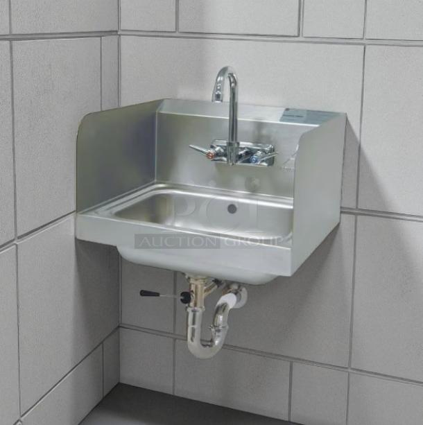 Advance Tabco 7-PS-40 wall mount stainless steel hand sink, 17", pristine condition, no cracks.