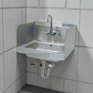 Advance Tabco 7-PS-40 wall mount stainless steel hand sink, 17", pristine condition, no cracks.