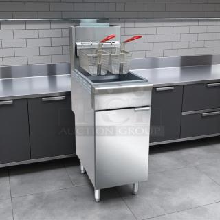 Black Diamond BDGF-ES35/NG Energy Star 35 lb gas fryer, new, in original packaging. Includes fry baskets.