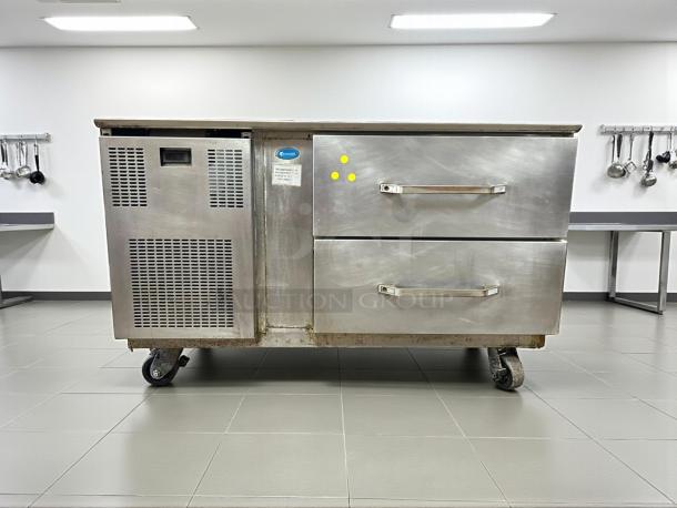 Randell 2 Drawer 48" Refrigerated Chef Base, Model FX-2WS-290, with casters. Stainless steel, tested and working condition.