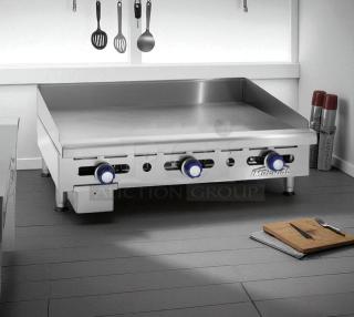 Imperial IMGA-4828 48" commercial gas griddle, 3/4" plate, steel knobs, brand logo visible, tested and working.