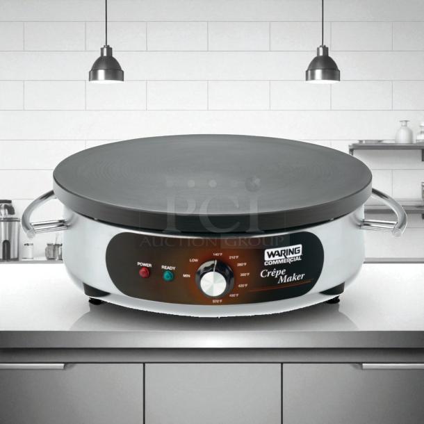 Waring WSC160X 16" Electric Crepe Maker, stainless steel, great condition, fully tested, ready and power indicator lights.