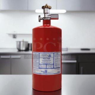 Pyro-Chem Kitchen Knight II 1.6 Gallon Cylinder Assembly; great condition, red with label detailing model PCL-160.