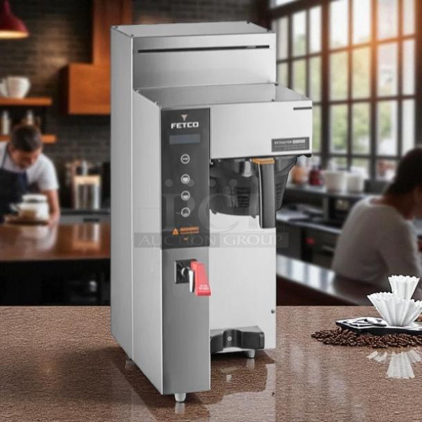 Fetco CBS-2051e E51016b Coffee Brewer, like new, 1.5-gallon, 120/208-240V, tested and working, with visible control panel.