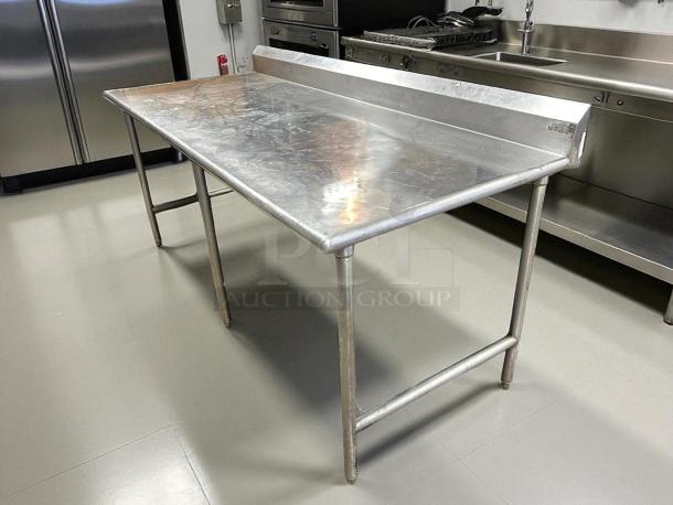L&J Model SG3684-RCB 88"L stainless steel work table with cross bar open base, great condition, ideal for bakeries.