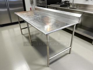 L&J Model SG3684-RCB 88"L stainless steel work table with cross bar open base, great condition, ideal for bakeries.