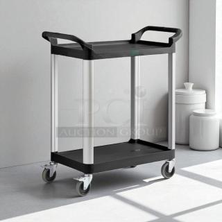 BRAND NEW Choice Small Bus Cart, 2 Shelf, 24"x16", Model 109CARTBS2BK, Black, Lightweight & Durable.