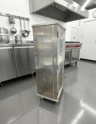 New Age Industrial 1290PH full-size enclosed bun pan rack, excellent condition, holds 40 pans, stainless steel, tested working.