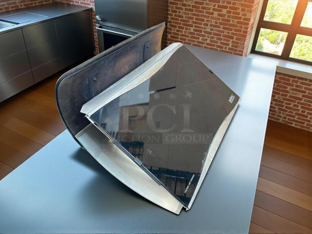 Bromic Platinum Smart-Heat gas patio heater on counter, excellent condition, tested and working, black and silver finish.