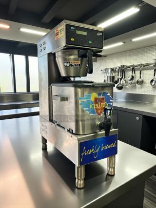Curtis TBP Commercial Iced Tea Brewer, excellent condition, tested and working, featuring "iced tea" and "freshly brewed" labels.