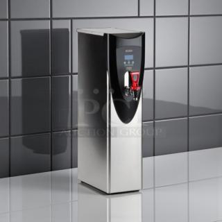BUNN H5E Hot Water Dispenser, 120V/1800W, stainless steel, red handle, tested, working, good condition.