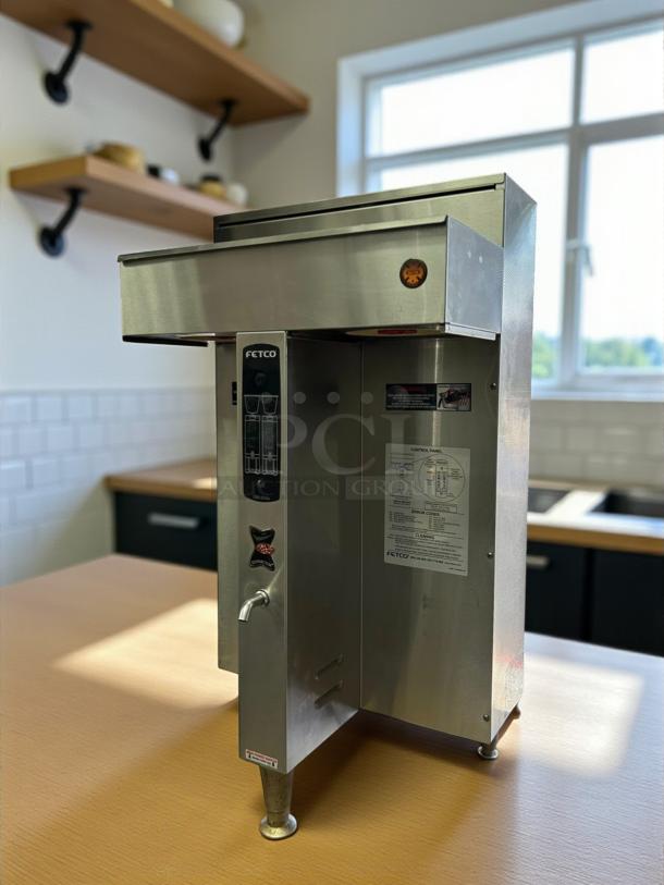 Fetco CBS-2042e Twin 1 Gallon Coffee Brewer in super nice condition, stainless steel, fully tested and working, with control panel.