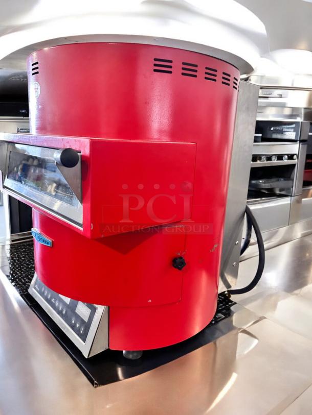 TurboChef Fire high-speed pizza oven in excellent condition, 240V. Red exterior, fully tested and working.