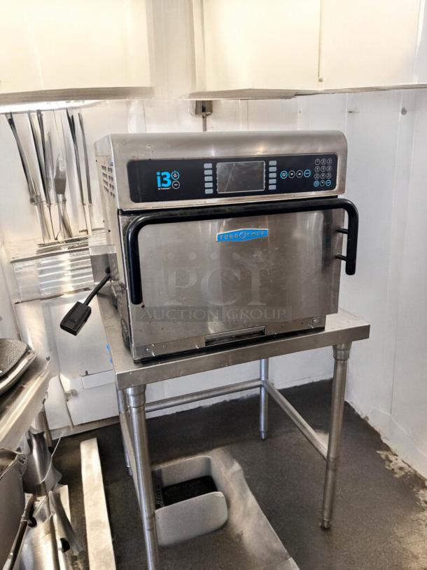 TurboChef I3 high-speed convection microwave oven in excellent condition, fully tested, 208/240V, stainless steel exterior.