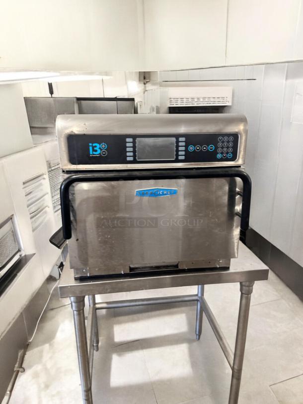 TurboChef I3 High-Speed Convection Microwave Oven in excellent condition on metal stand, fully tested, 208/240V.