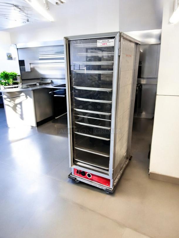 Avantco HC1836H heated holding cabinet, full-size, excellent condition, 120V, fully tested, clear display door, on wheels.