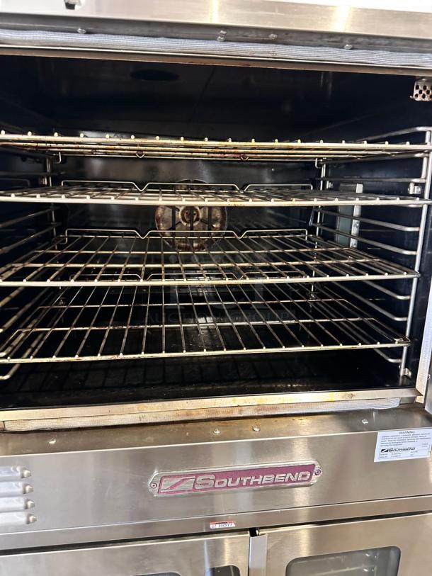Southbend KLG/27SC double deck convection oven, natural gas, excellent condition, fully tested, visible Southbend label.