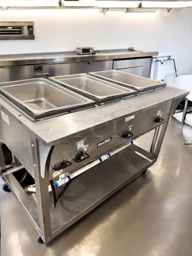 Vollrath ServeWell 387013 3-well steam table in excellent condition, 120V, fully tested and working, visible control knobs.