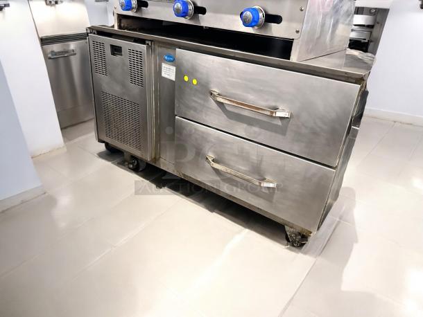 Randell Refrigerated Chef Base with 2 drawers, 48", excellent condition, fully tested, stainless steel finish.