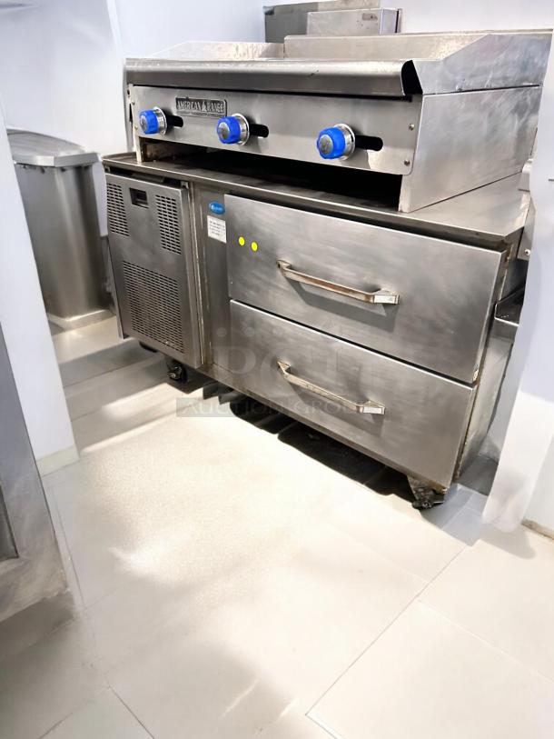 Randell refrigerated chef base with 2 drawers, 48", fully tested, excellent condition, stainless steel, visible handles.