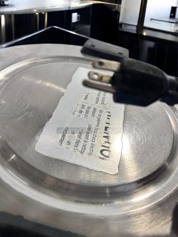 Zojirushi THA-803S electric rice warmer in excellent condition, 120V, fully tested, clear label visible on stainless surface.
