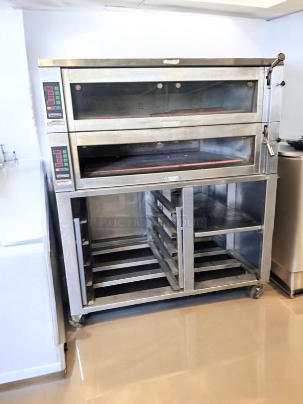 Middleby Marshall HWDO3D-4 double deck electric pizza oven in excellent condition, 208V 3-phase, fully tested.