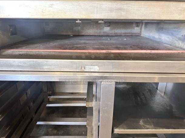 Middleby Marshall HWDO3D-4 double deck electric pizza oven, 208V 3-phase, excellent condition, fully tested, visible label.