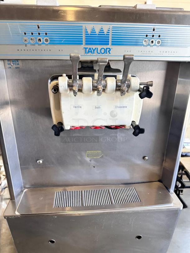 Taylor Y339-27 soft serve ice cream machine in excellent condition, 208/230V, fully tested and working, visible brand logo.