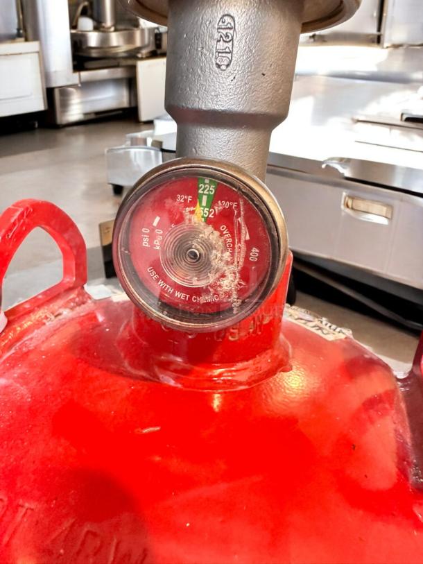 PyroChem PCL-160 Kitchen Knight II Fire Suppression System, excellent condition, fully tested, red tank with pressure gauge.