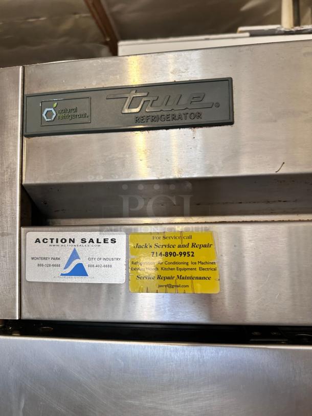 True T-43-HC 2-door commercial refrigerator, stainless steel, excellent condition, tested working, service labels visible.