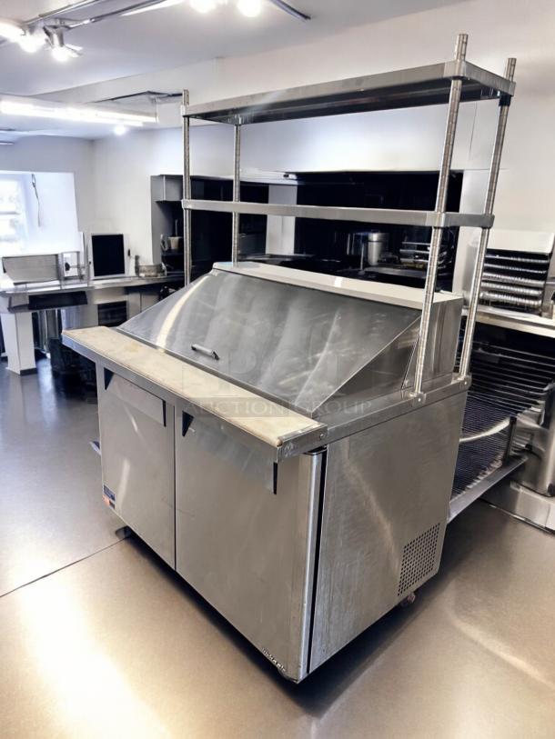 Turbo Air MST-48-N 2-door sandwich prep table with overshelf, excellent condition, stainless steel, 115V, fully tested.