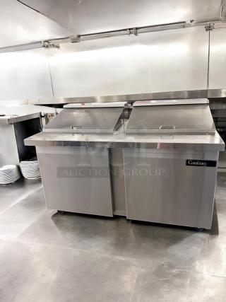 Continental SW60-24M sandwich prep table refrigerator in excellent condition, stainless steel finish, fully tested and working.