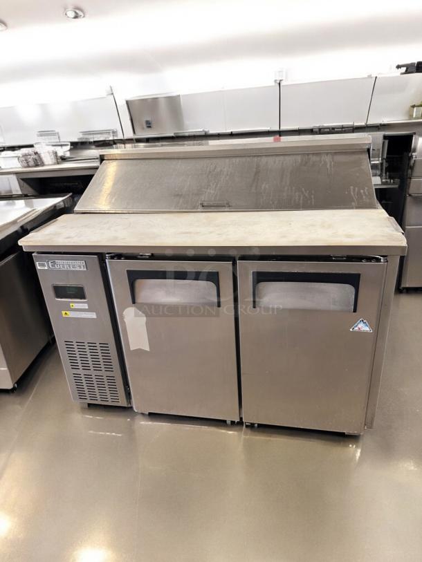 Everest EPR2 2-Door Sandwich Prep Table in excellent condition, stainless steel, 115V, fully tested and working.