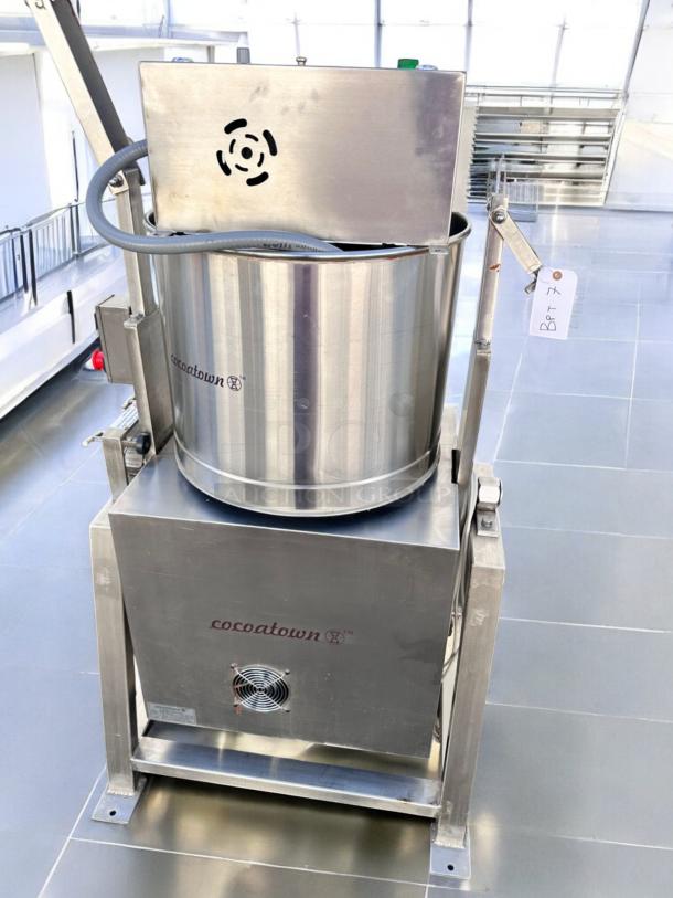 CocoaTown ECGC-65A-AV cacao grinder, stainless steel, excellent condition, 220V, fully tested, visible air vents and branding.