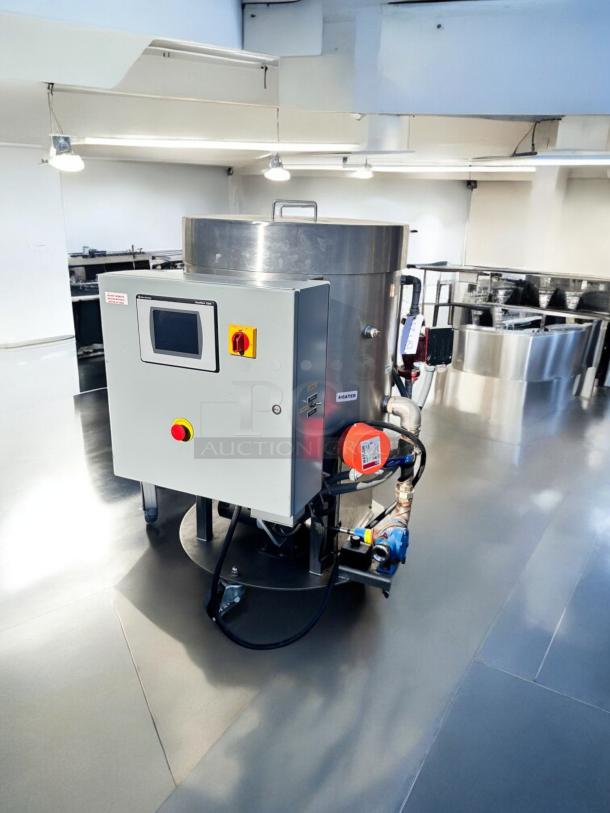 Chocolate melter & mixer system by Custom Fabrication with Watlow heating, model BC8N410S, in excellent condition, 240V, tested.