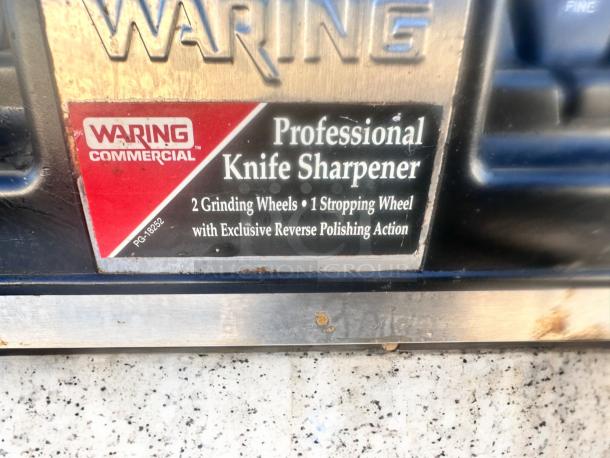 Waring WKS800 Professional Electric Knife Sharpener, 120V, 2 grinding wheels, 1 stropping wheel, excellent condition.