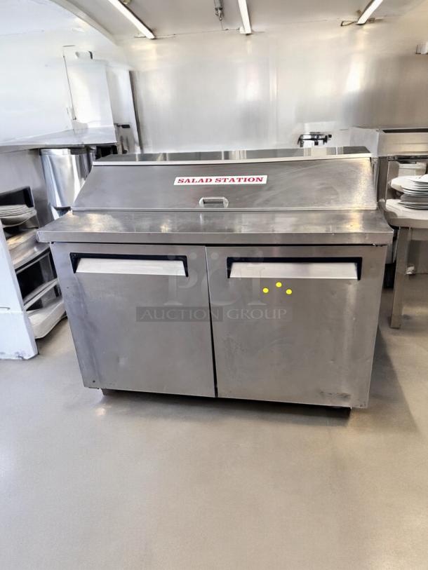 Turbo Air TST-48SD 48" sandwich/salad prep table, stainless steel, labeled "Salad Station," excellent condition.