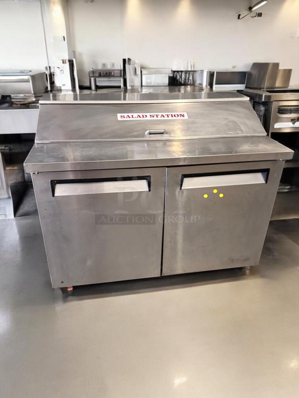 Turbo Air TST-48SD 48" Sandwich/Salad Prep Table, excellent condition, visible "Salad Station" label, fully tested, 115V.
