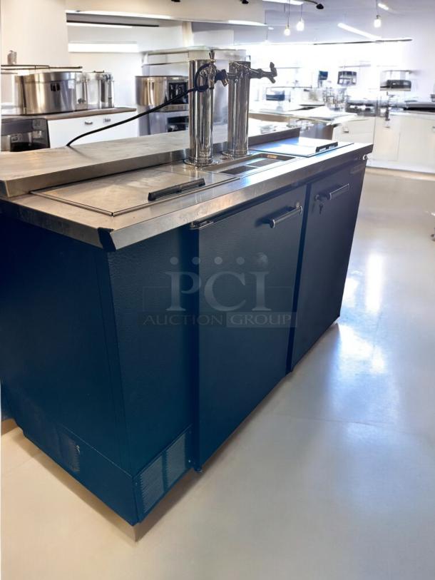 Beverage-Air DD58BC draft beer dispenser, excellent condition, 2 keg capacity, 115V, stainless steel taps, fully tested.