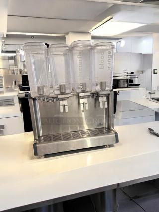 Crathco CS-4E-2/3D-16 Triple Bowl Cold Beverage Dispenser, excellent condition, clear bowls with labels, 120V, fully tested.