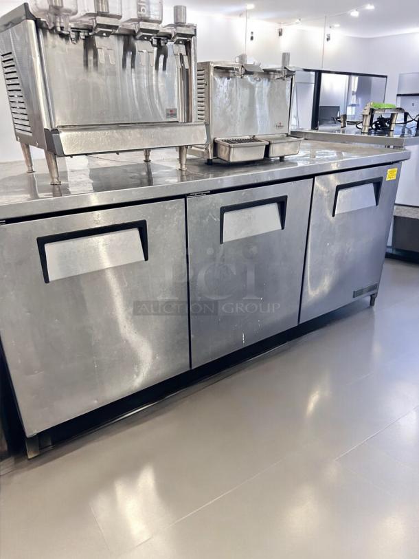 True TUC-72-HC under counter refrigerator in outstanding condition, stainless steel, 72", fully tested and 115V.