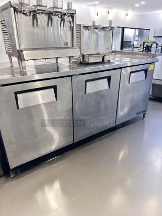 True TUC-72-HC under counter refrigerator in outstanding condition, stainless steel, 72", fully tested and 115V.