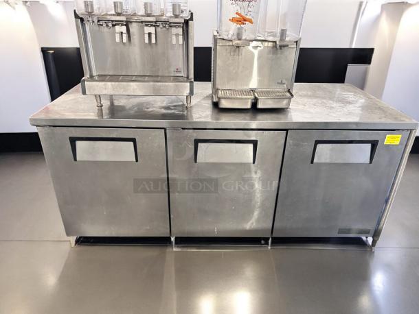 True TUC-72-HC under counter refrigerator, 72", stainless steel, excellent condition, fully tested, 115V, visible sticker label.