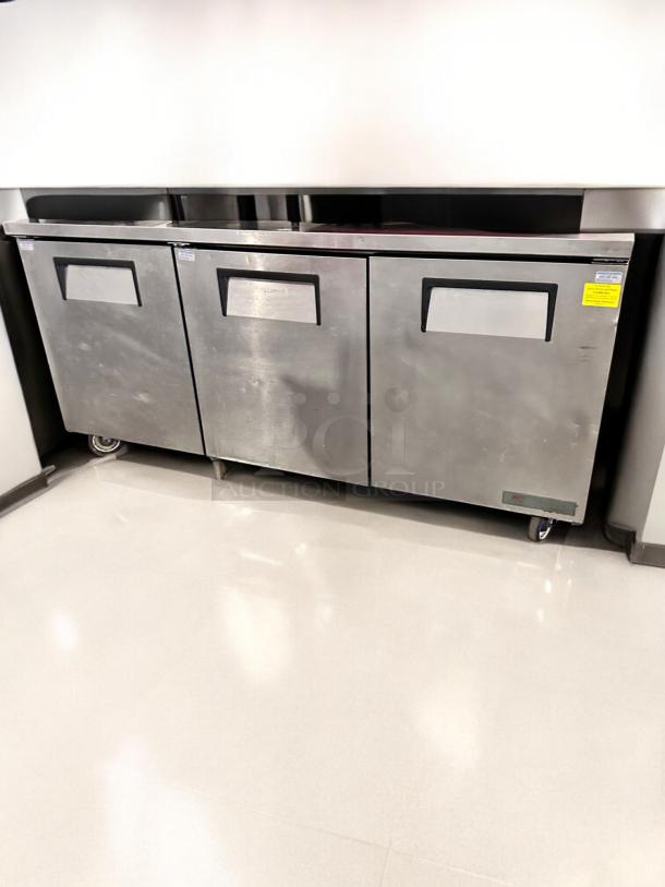 True TWT-72 3-Door Worktop Refrigerator, excellent condition, stainless steel, 115V, fully tested and working.