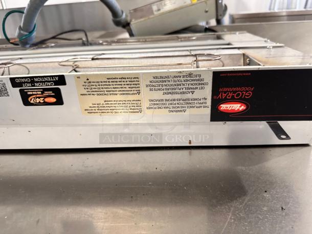 Hatco GRAH-60D strip heater in excellent condition with RMB-7A remote control, visible labels indicate model and warnings.