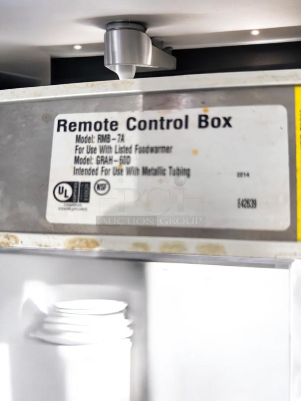 Hatco GRAH-60D strip heater with RMB-7A remote box in excellent condition. UL, NSF certified, fully tested.