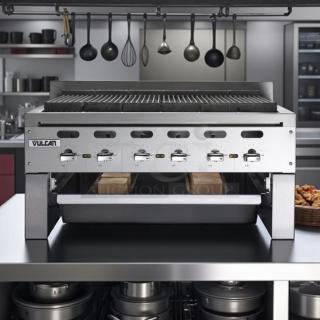 Vulcan VACB36 36"W Achiever Series Radiant Gas Charbroiler, 108 kBTU, fully tested, with stainless steel knobs and V-shaped grates.