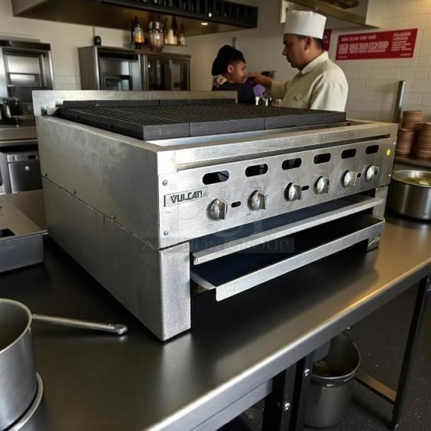 Vulcan VACB36 Achiever Series Radiant Gas Charbroiler, 36"W, 108 kBTU, stainless steel, excellent condition, fully tested.