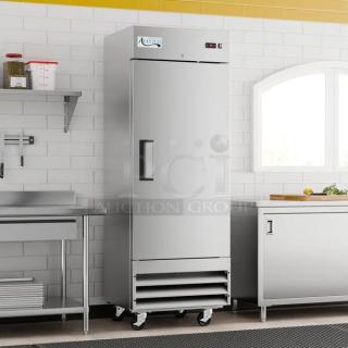 Avantco A-19F-HC 29" solid door reach-in freezer, excellent condition, fully tested, stainless steel, on casters.